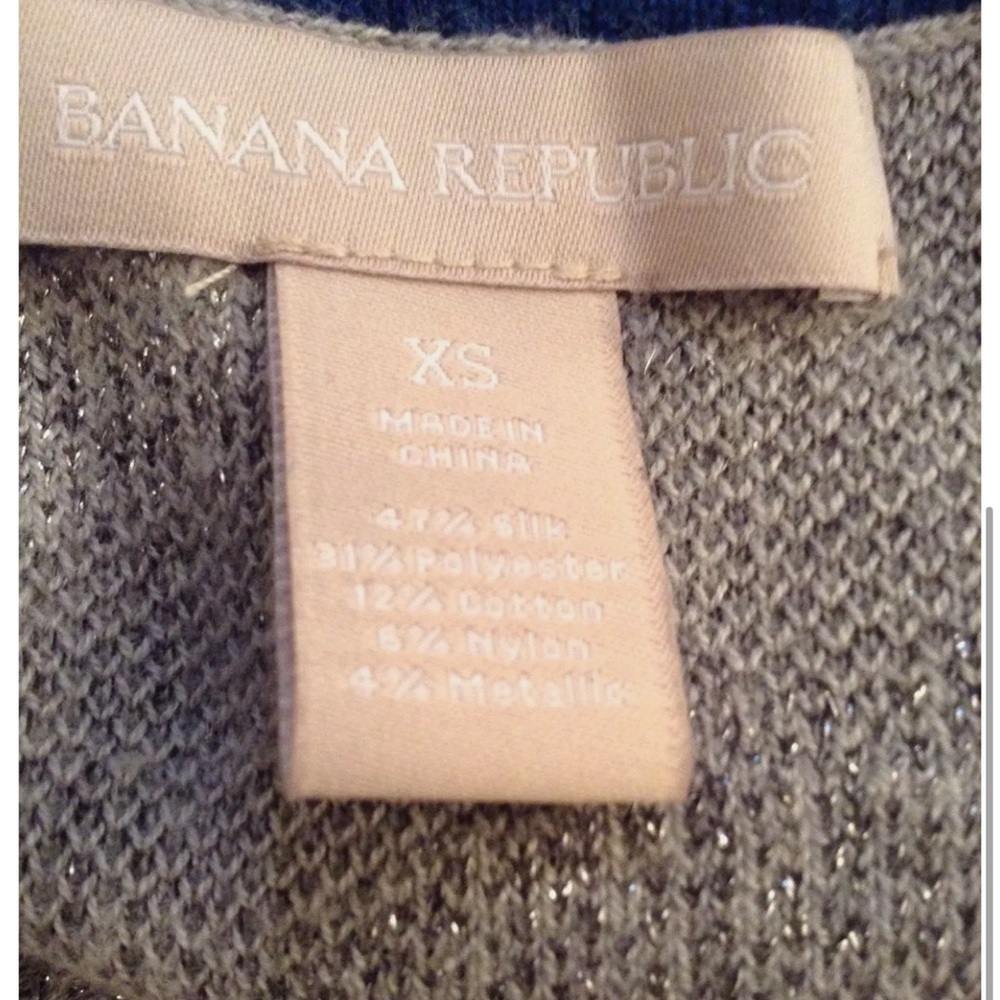 Banana republic silk poly small zebra gray metallic new cardigan career NWT - Picture 3 of 4